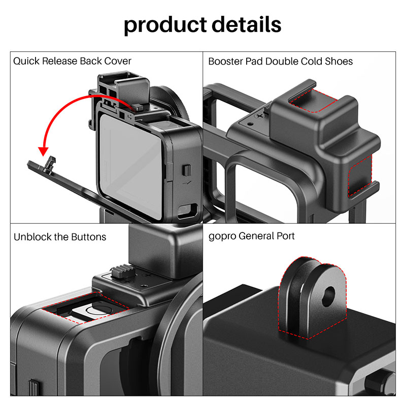 Klec na GoPro 9, audio adaptér i externí mikrofon 12